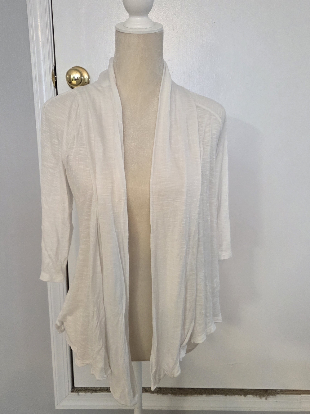 AB Studio White Open-Front Lightweight Women's Cardigan